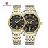 NAVIFORCE NF8040 Lover's Watches for Men and Women Fashion Simple Wristwatch Waterproof Quartz Calendar Clock Casual Wild Couple Watch - Black Golden